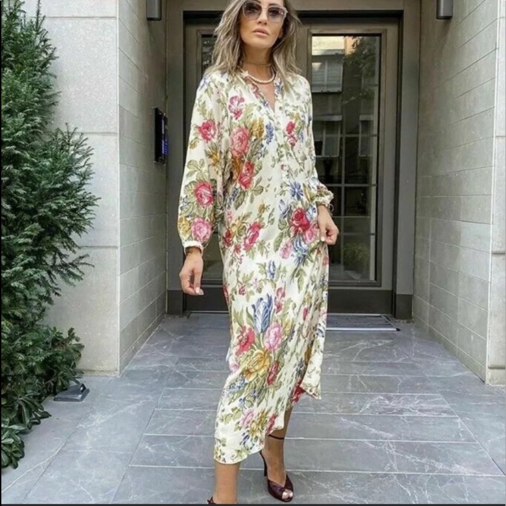 Zara floral print tunic midi dress